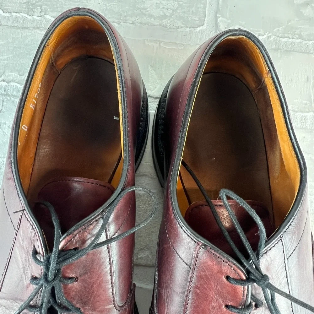 Allen Edmonds Hillcrest Oxford Shoes Mens 10 D Burgundy Leather Bicycle Toe 5974